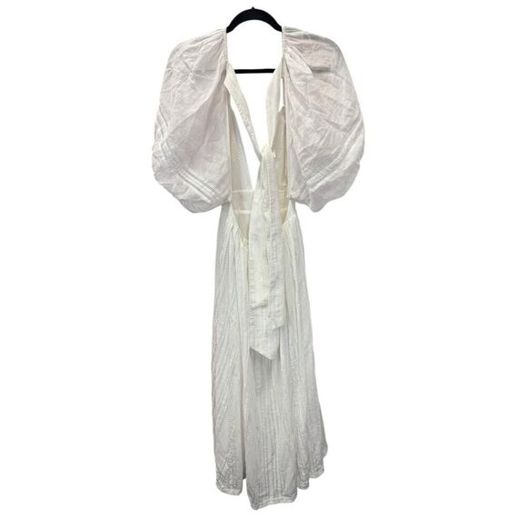 Joslin AnthropologieWhite Julianna Cotton Maxi Dress sz 4 Puff Sleeves Open Back - Picture 10 of 13